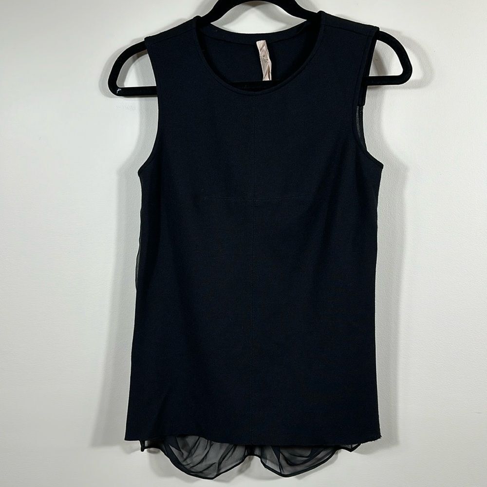 Bailey 44 Black Women Sleeveless Rayon Silk Flowy Pleated Mix Tank Size Small